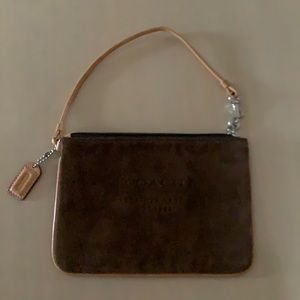 Coach Brown Suede Wristlet